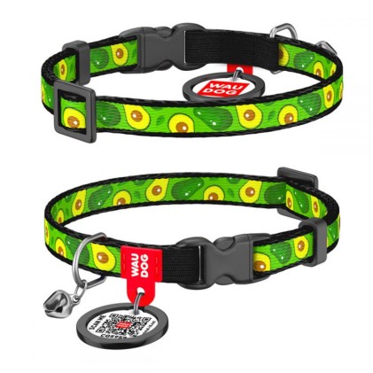 CoLLar Waudog Nylon Нейлоновый ошейник для собак Smart ID Адресник с QR кодом (Авокадо)