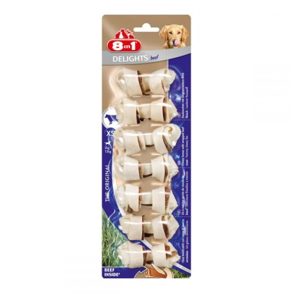 8in1 Delights Dental beef XS Кістка для чищення зубів у собак з яловичиною (упаковка 7 шт)