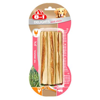 8in1 Delights Pork STICKS Палички для чищення зубів у собак зі свинячої шкіри і м'ясом курки