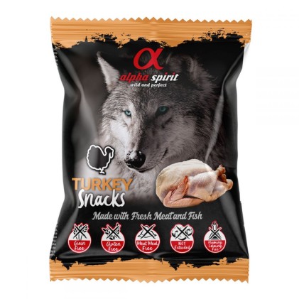 Alpha Spirit Snacks Напіввологі ласощі для собак з індичкою
