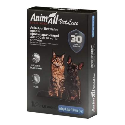 AnimAll VetLine spot-on Краплі від бліх та вошей для собак та кішок від 4 до 10 кг