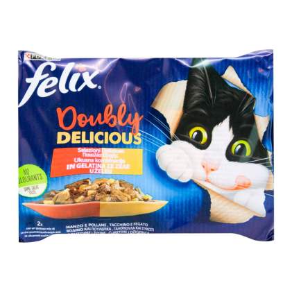 Felix Doubly Delicious Набір консерв для кішок з індичкою-печінкою та яловичиною-птицею