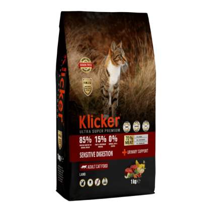 Klicker Sensitive Digestion Urinary Support Cat Lamb Сухий холістик беззерновий корм для кішок чутливе травлення з ягням