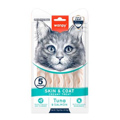 Wanpy Functional Creamy Lickable Treat Skin&Coat Функціональні рідкі ласощі для кішок, для шкіри й шерсті